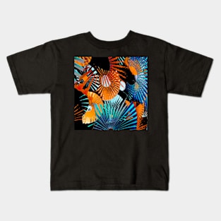 Tropical night abstract digital geometric art Kids T-Shirt